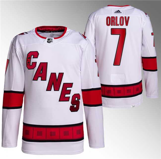 Men%27s Carolina Hurricanes #7 Dmitry Orlov White Stitched Jersey